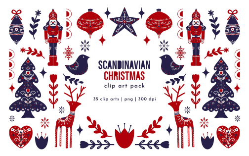 FREE Scandinavian Christmas Clip Art Pack – Download Now